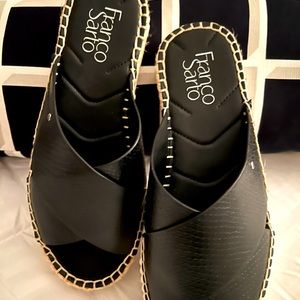 Black Sandals, Slides, Size 6, Franco Sarto, Birch, Like New, Weave Woven detail